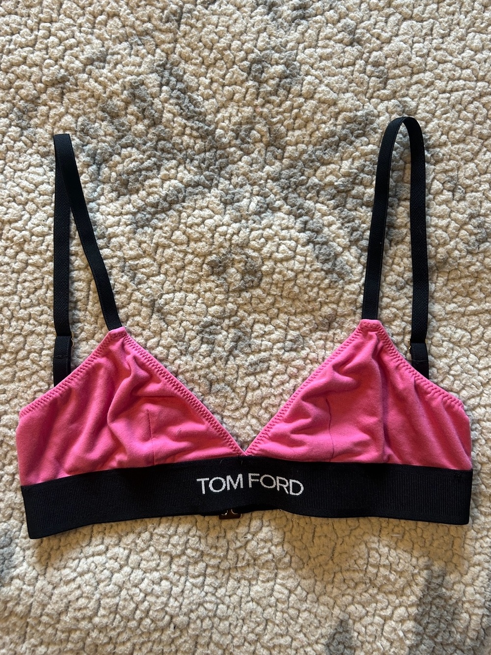 NEW TOM FORD Modal Signature Triangle Bra (Rosebloom) Pink & Black Bralette - Picture 5 of 14